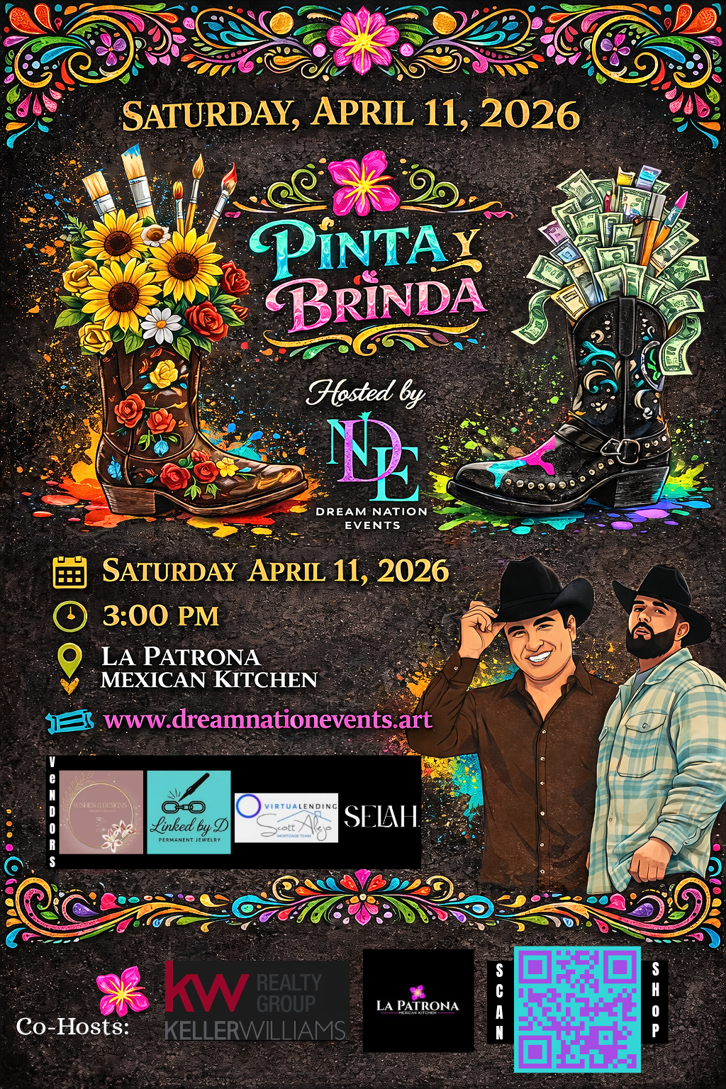 Boot, Paint & Sip! - Julión Álvarez and Carín León theme ♥️