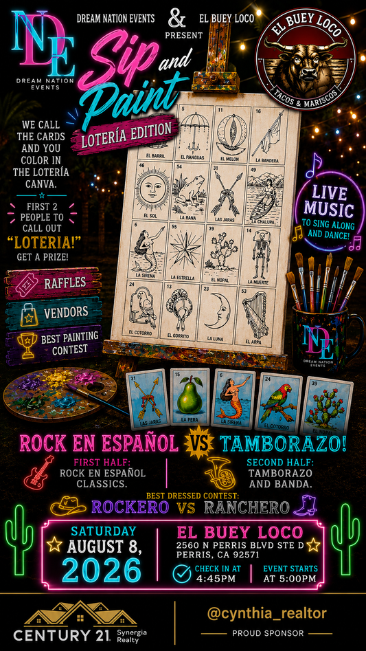 🎨🎶 Sip & Paint: Lotería Edition – Rockero vs Ranchero 🤠🎸🎺 / Perris